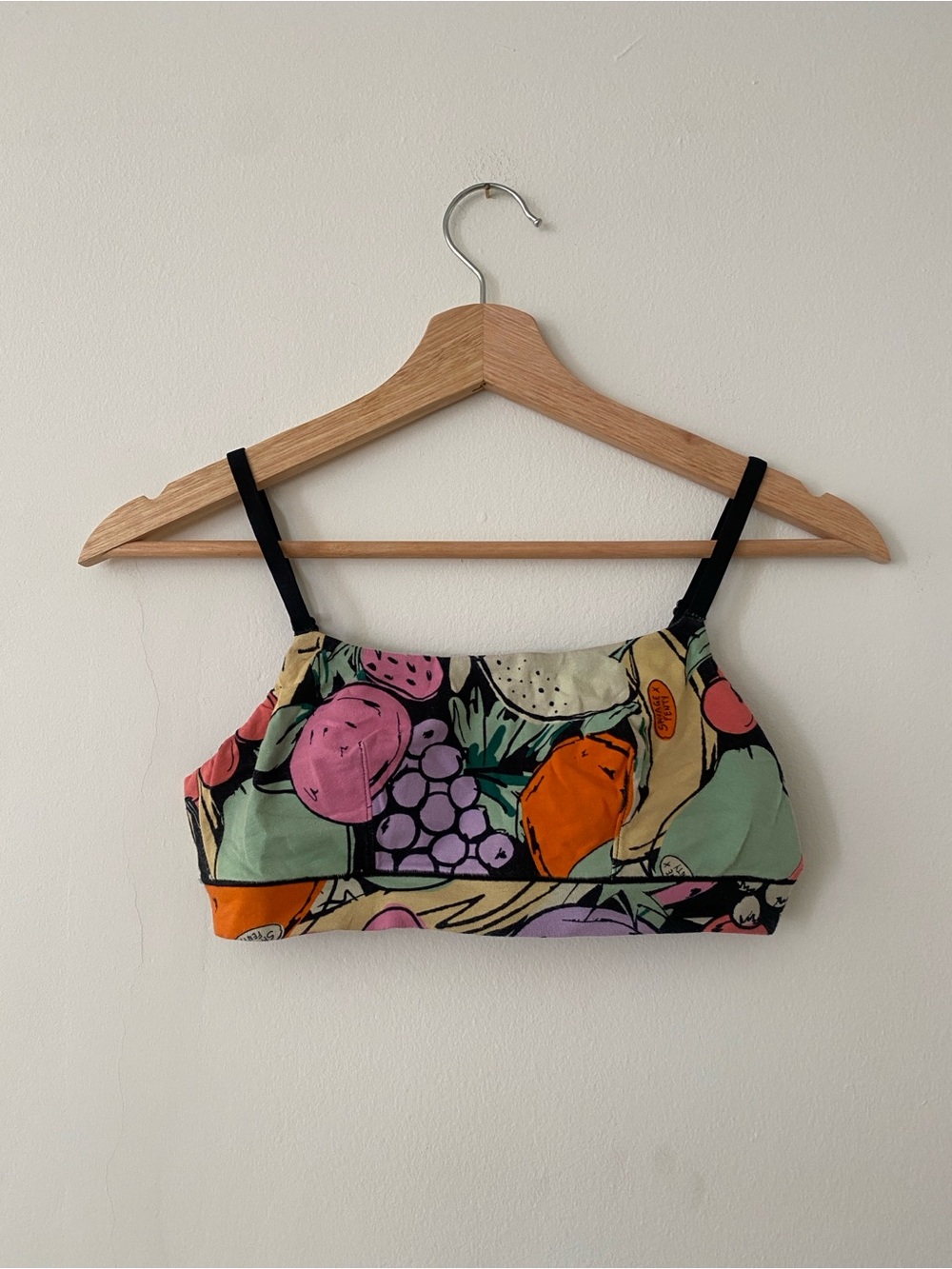 Savage x Fenty Cotton Essential Scoop Neck Bralette | Black Caviar Cabana Bunch